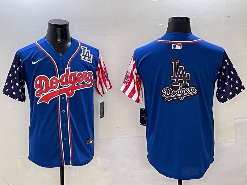 Men Los Angeles Dodgers Blank Blue a generation of national flags Joint name 2025 Nike MLB Jersey style 21->nfl t-shirts->Sports Accessory